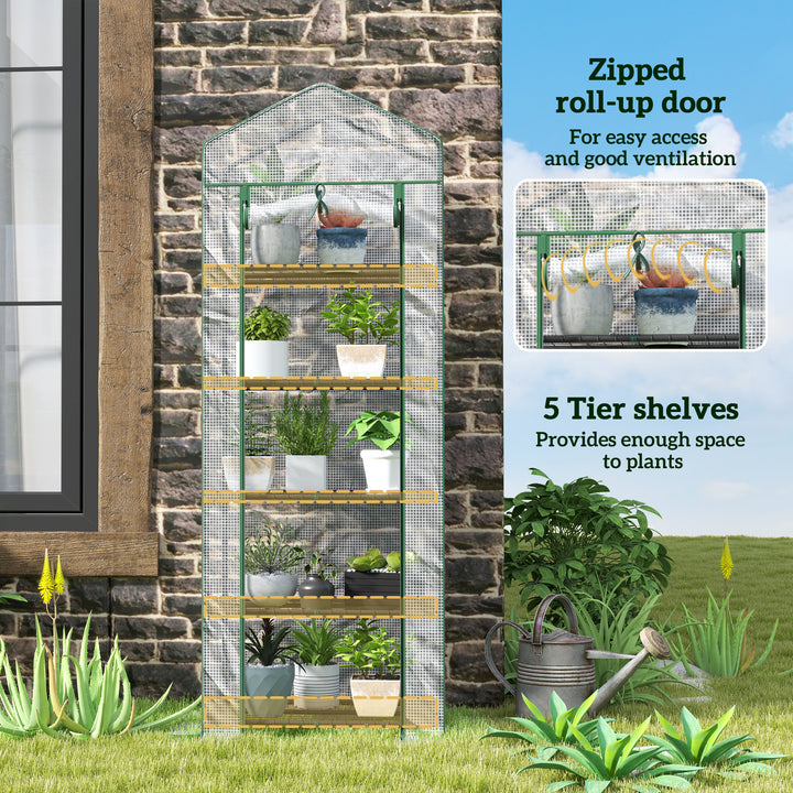 193cm Five Shelf Mini Greenhouse - White