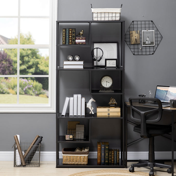 Industrial Accent Display Rack 7 Tier Bookcase, Display Rack for Livin