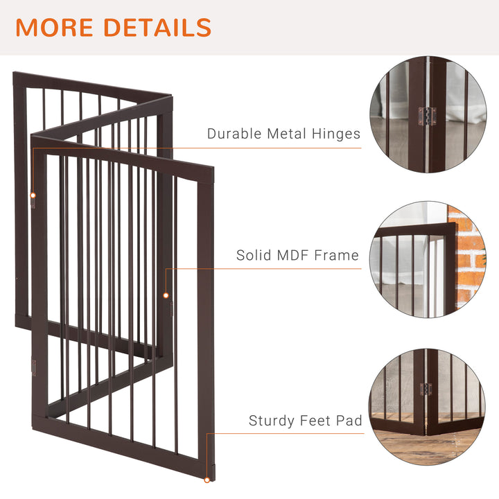 PawHut Folding 3 Panel Pet Gate Wooden Foldable Dog Fence Indoor Free Standing Safety Gate Portable Separation Pet Barrier Guard | Aosom UK