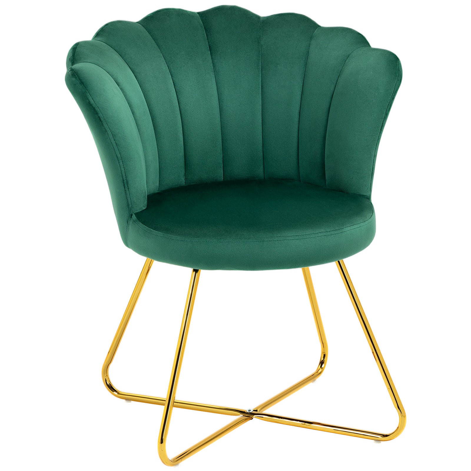Velvet-Feel Lotus Petal Accent Chair - Green