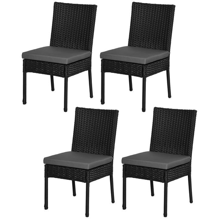 Outsunny Garden Seating: Armless Rattan Quartet, Weather-Resistant, Ebony Elegance | Aosom UK