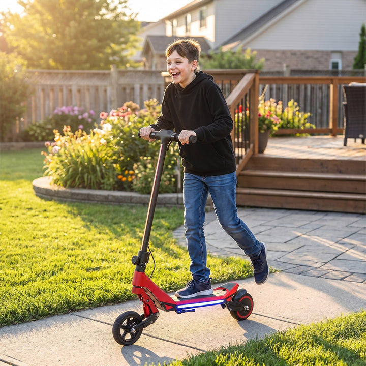 Electric Scooter for Kids, Foldable E Scooter for Age Age 6+ with LED Display, RGB lights, Up to 16km/h