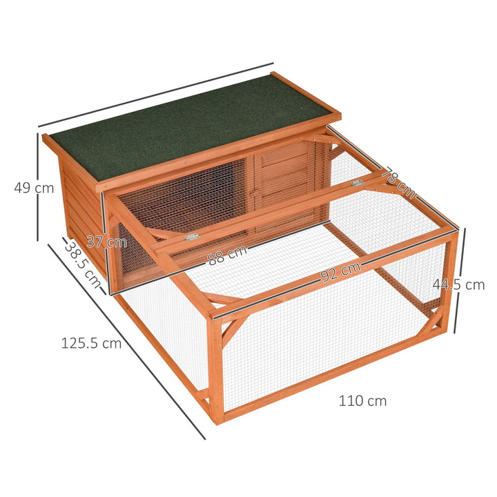 PawHut Guinea Pigs Hutches Small Animal House Off-ground Ferret Bunny Cage Backyard w/ Openable Main House & Run Roof 125.5 x 100 x 49cm | Aosom UK