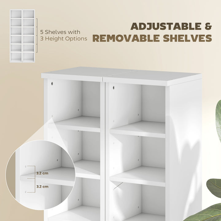 Set of 2 CD Media Display Shelf Unit Tower Rack with Adjustable Shelve