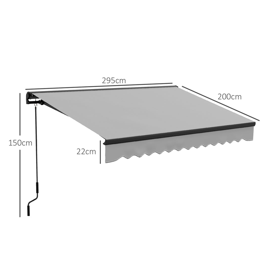 Outsunny 3 x 2m Aluminium Frame Electric Awning, Retractable Awning Sun Canopies for Patio Door Window, Light Grey