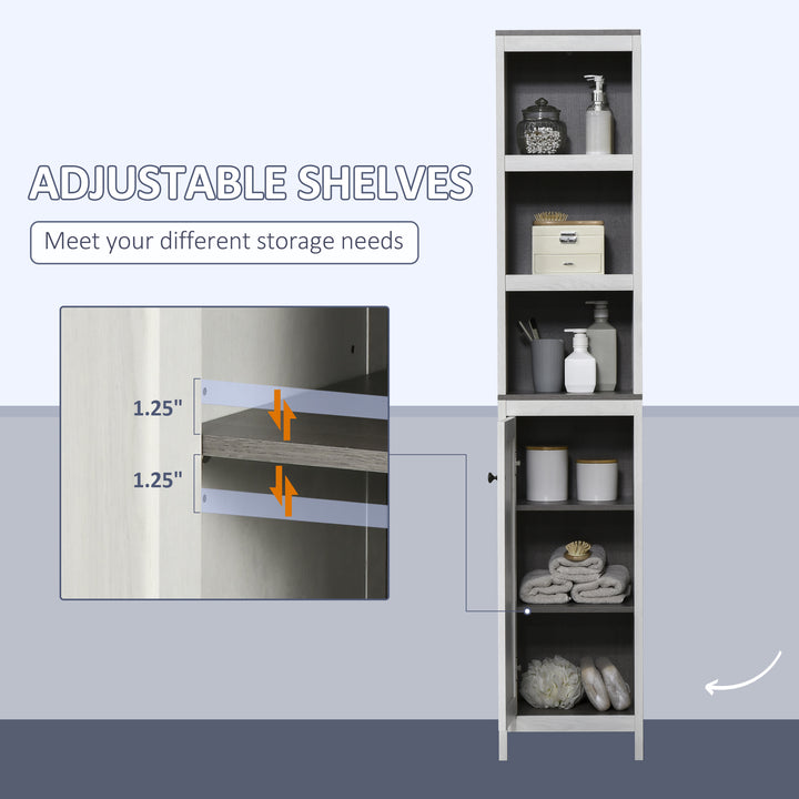 Tall Bathroom Storage Cabinet, Freestanding Tower Cabinet with 3 Open Shelves and Adjustable Shelf, Antique White