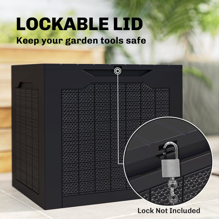93L Plastic Garden Storage Box, Outdoor Storage Box with Handles, Waterproof Outdoor Storage Container