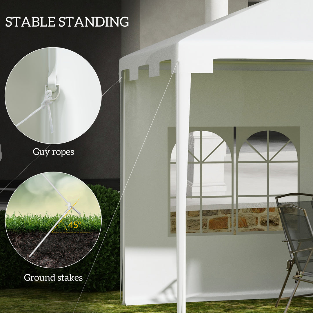 3 x 4 m Garden Gazebo Shelter Marquee Party Tent with 2 Sidewalls for Patio Yard Outdoor - White