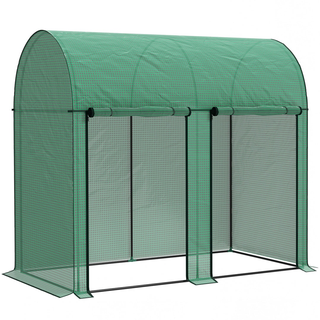 200 x 100cm Walk-In Greenhouse, with Zipped Doors - Green