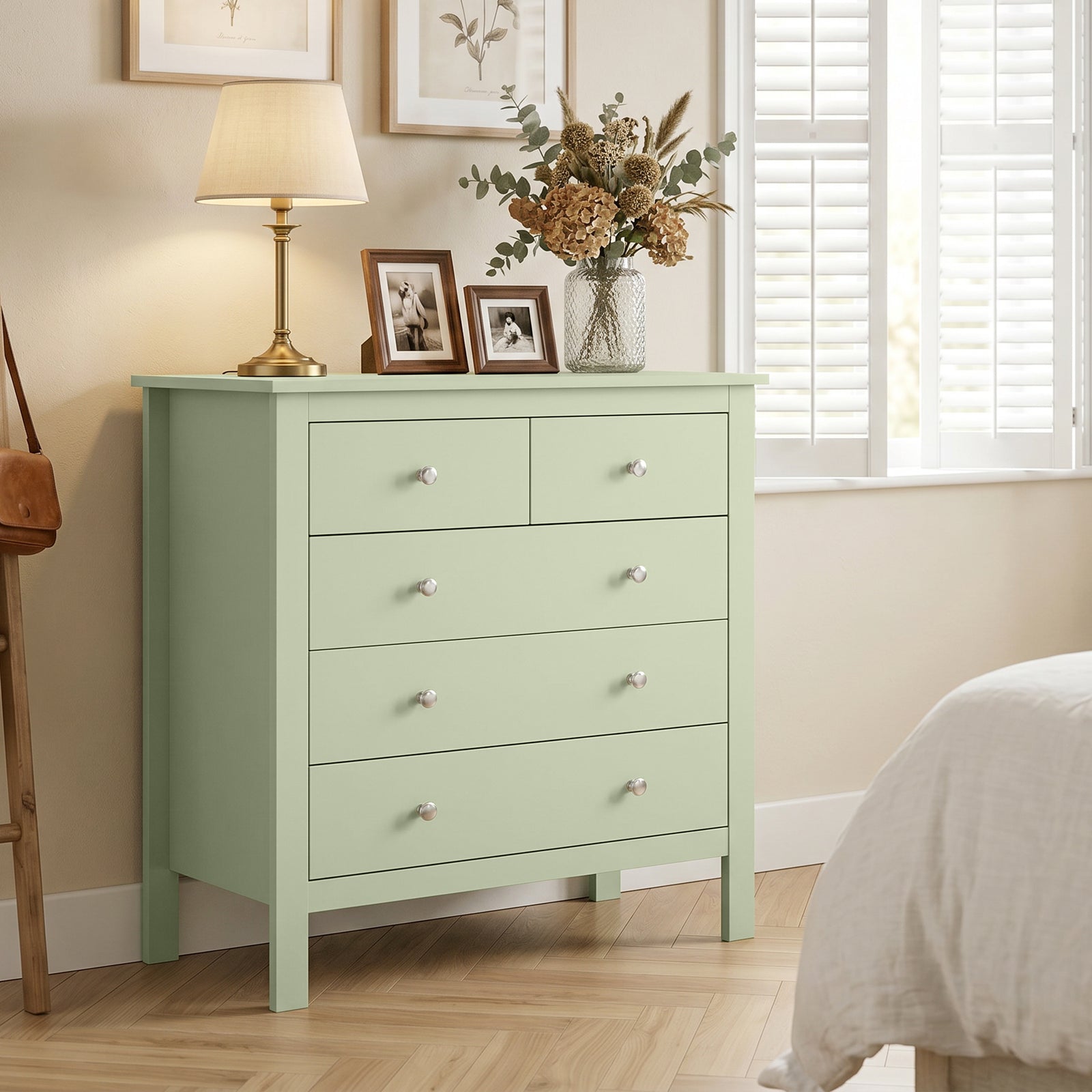5 Drawer Chest of Drawers, Modern Dresser for Bedroom, Bedside Storage
