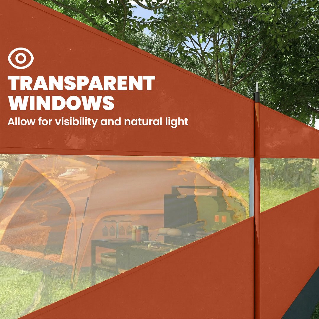 Camping Windbreaker with Clear Windows, Carry Bag and Steel Poles, for