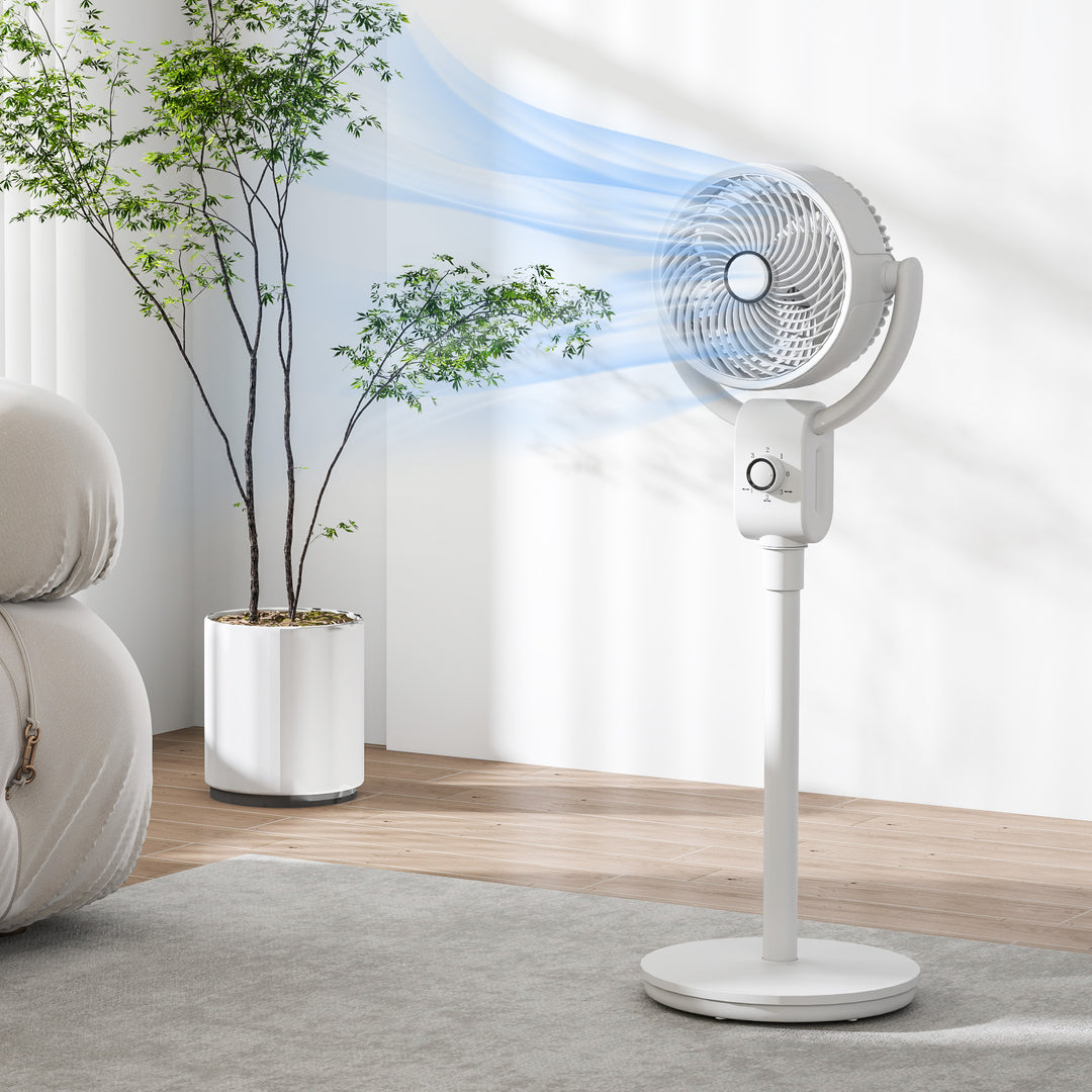 Pedestal Air Circulation Fan with Oscillating, White