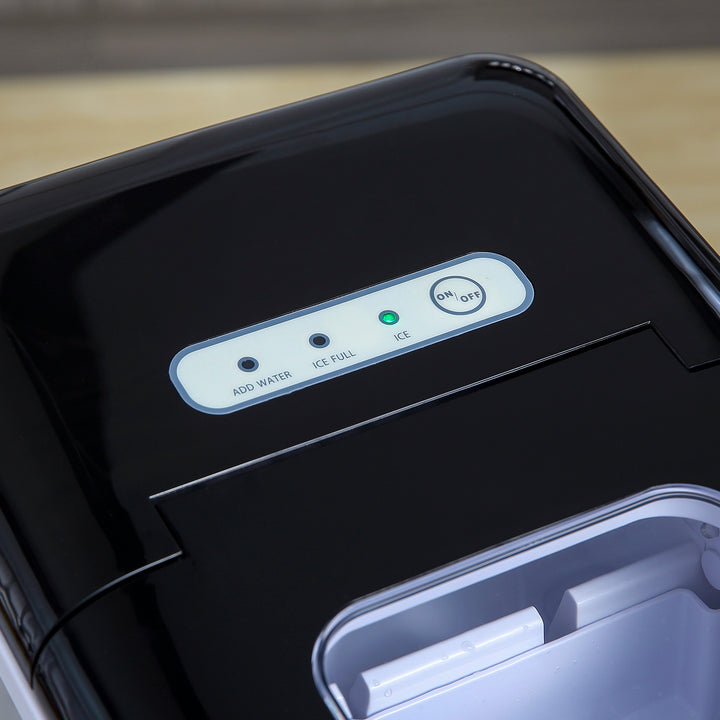 MCL Ice Maker Machine Countertop, 9 Ice Cubes in 8 Mins, 12KG in 24Hrs, Self-Cleaning Portable Ice Cube Maker w/ Adjustable Ice Size, Ice Scoop, Basket, Stainless Steel, No Plumbing Required, Black