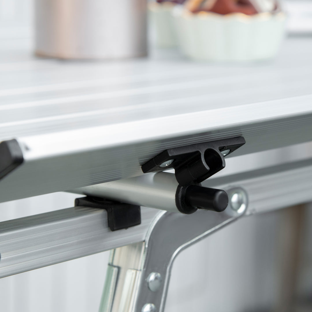 MCL 4FT Folding Aluminium Picnic Table Portable Camping BBQ Table Roll Up Top Mesh Layer Rack with Carrying Bag