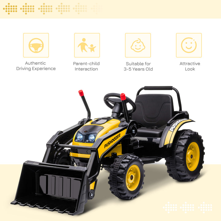 6V Electric Kids Ride On Digger Excavator Construction Tractor Music Headlight for 3-5 years Yellow