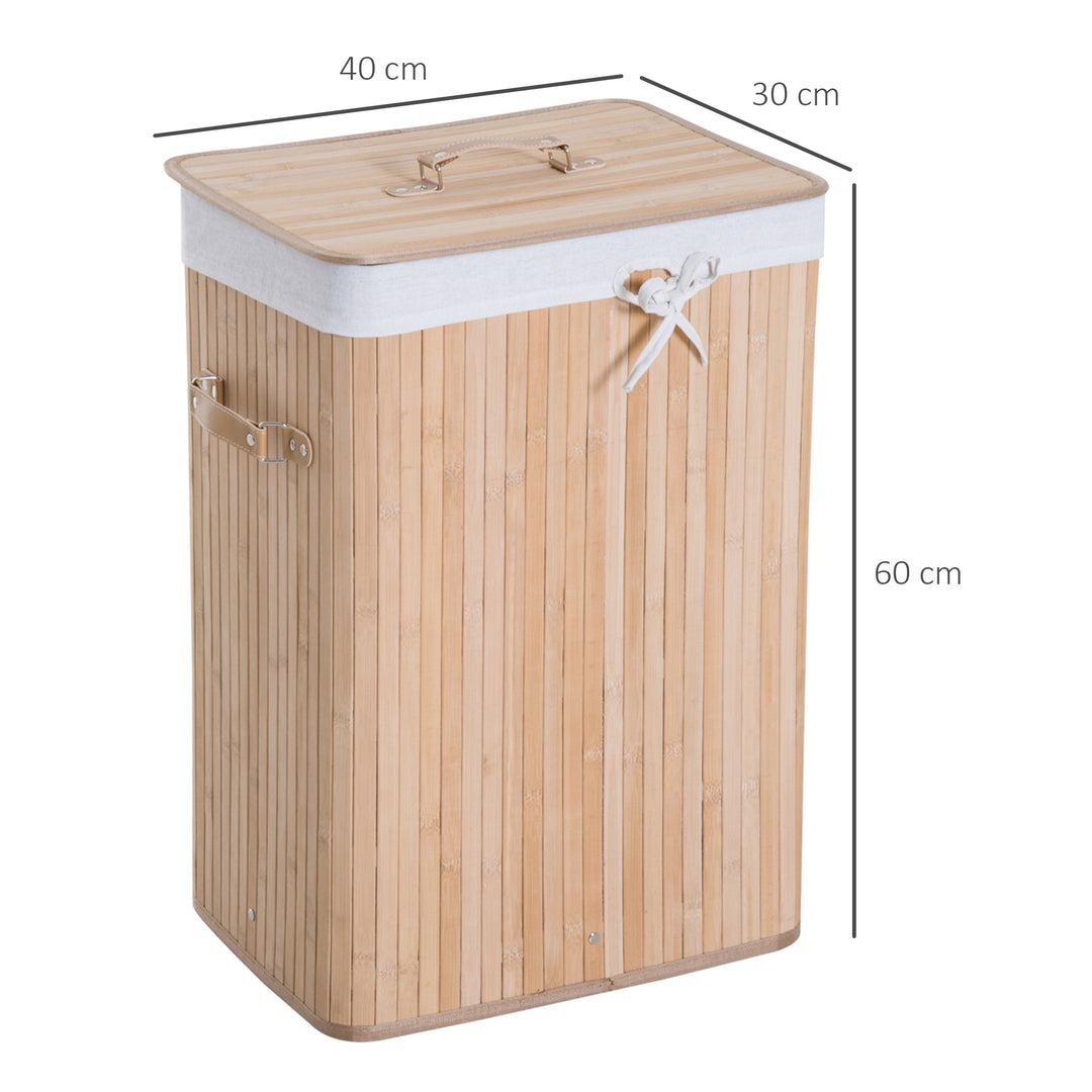 70L Collapsible Bamboo Laundry Hamper Organizer Clothes Washing Basket