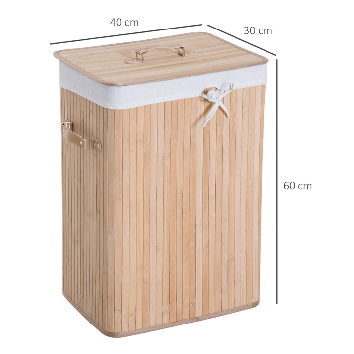 70L Collapsible Bamboo Laundry Hamper Organizer Clothes Washing Basket