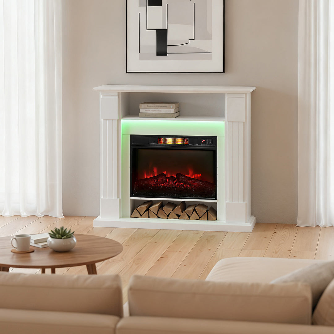 MCL 6142 BTU Fireplace and LED Mantel, 17-27°C - White