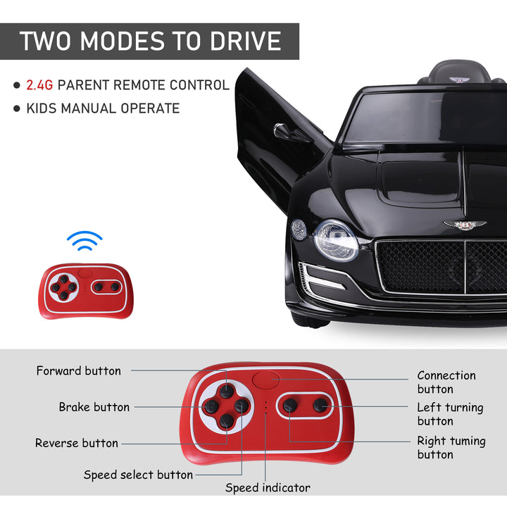 Bentley GT Licensed 12V Electric Car for Kids, Kid's Electric Ride on with Remote Control, Ride on Car with LED Lights, Music, for 3-5 Years, Black