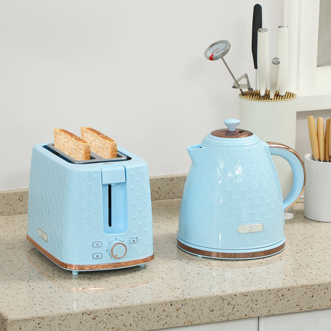 1.7L 3000W Fast Boil Kettle &amp; 2 Slice Toaster Set, Kettle and Toaster Set with Auto Shut Off, Browning Controls