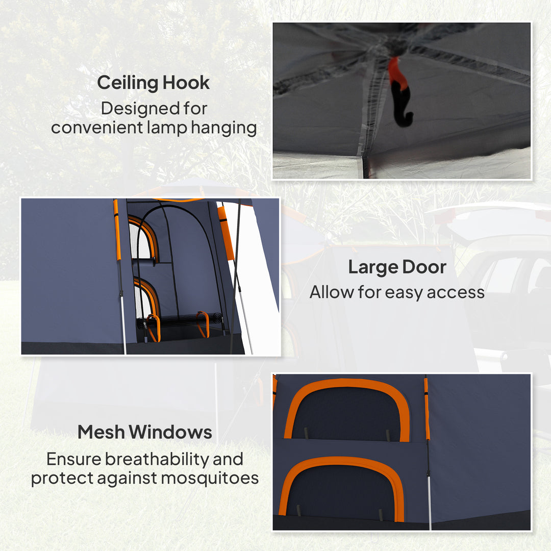 Automatic Pop Up Camping Tent, Instant Setup 2-4 Man Tent with Mesh Windows, Waterproof & UV30+, Portable with Carry Bag for Fishing, Hiking, Backpacking, Dark Grey
