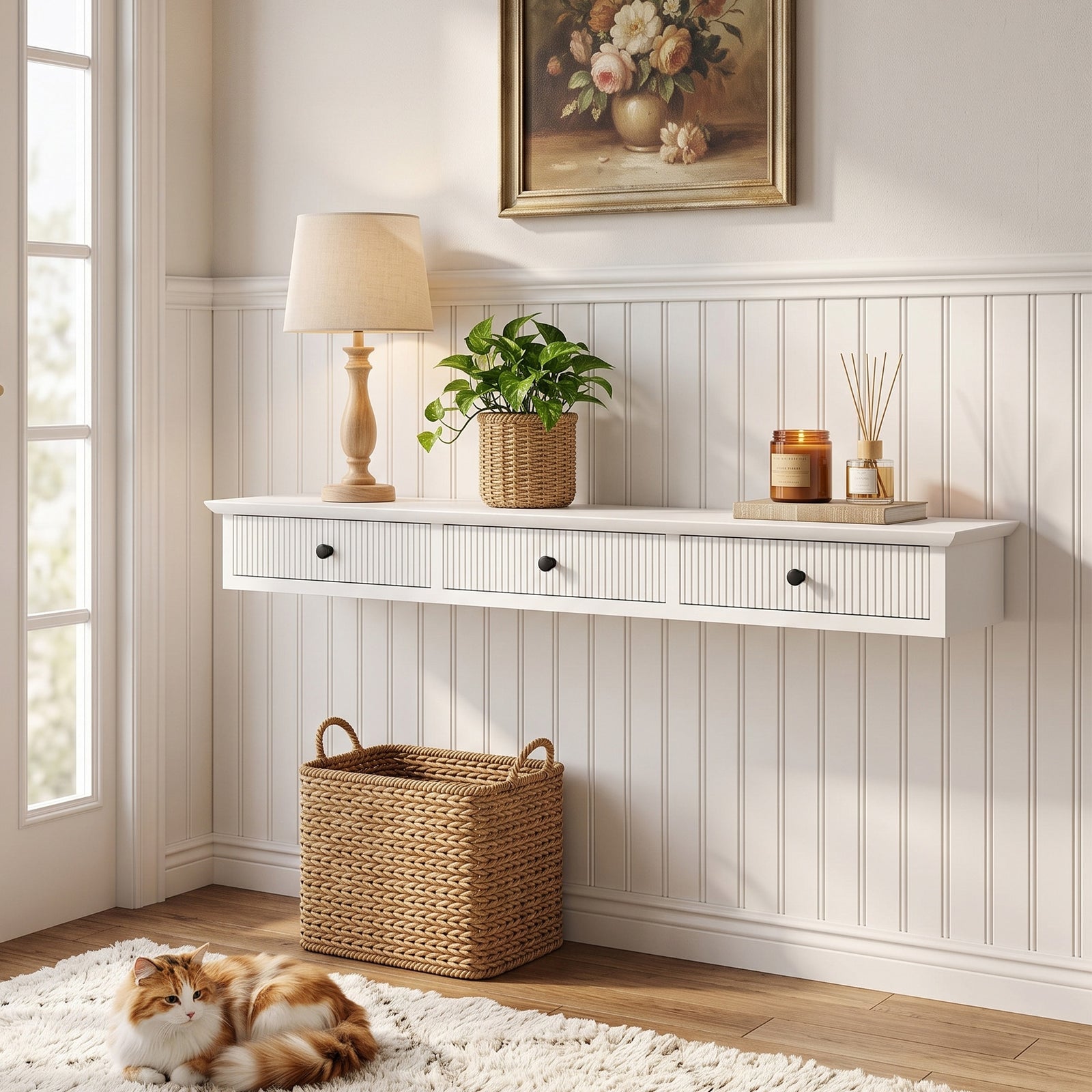 Shelf Wall-Mounted Storage Shelf Shelving Unit MDF 93 x 15 x 10 cm Ent