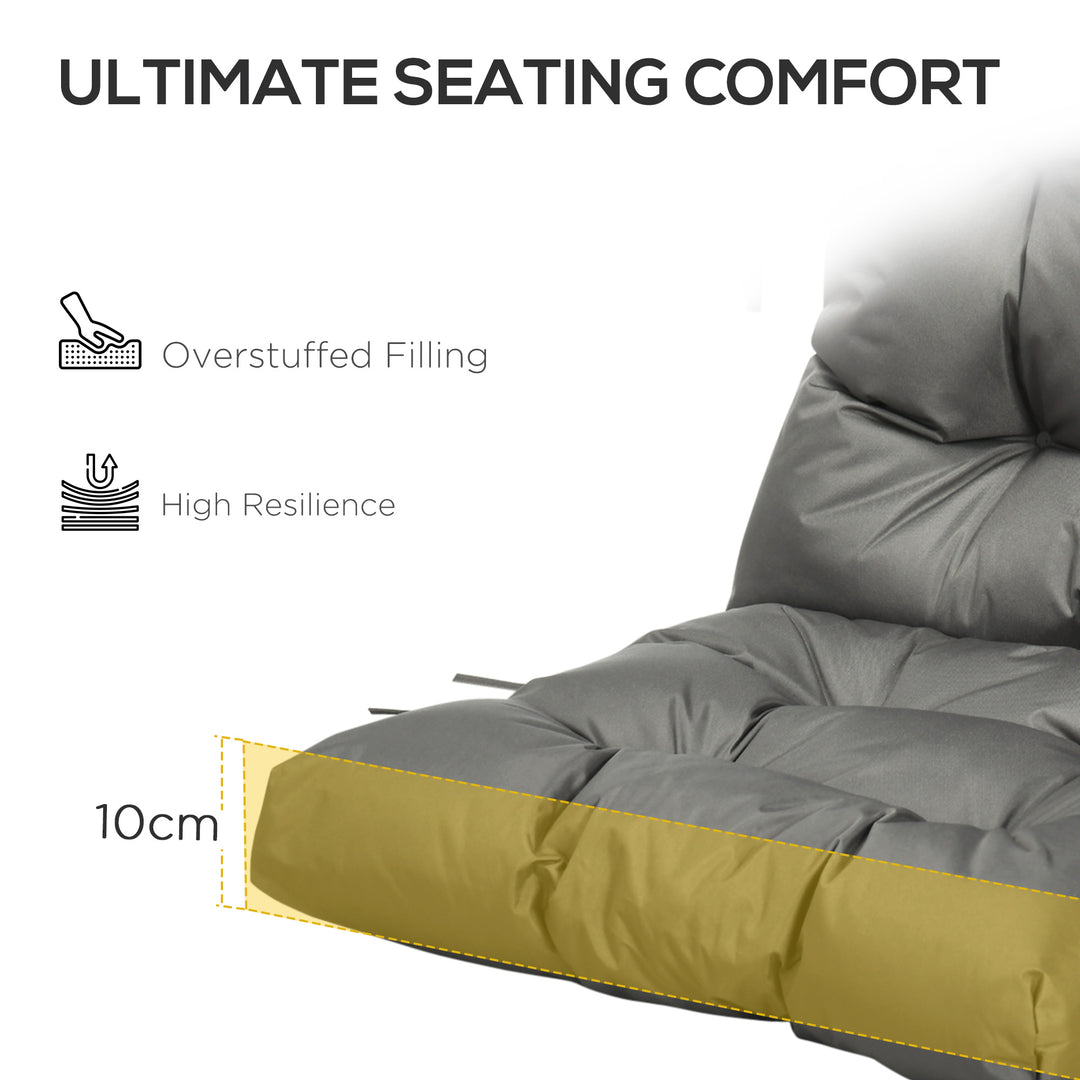 Garden Back Chair Cushion, Comfortable Patio Seat Cushion Pad with Backrest for Outdoor & Indoor Use, Light Grey
