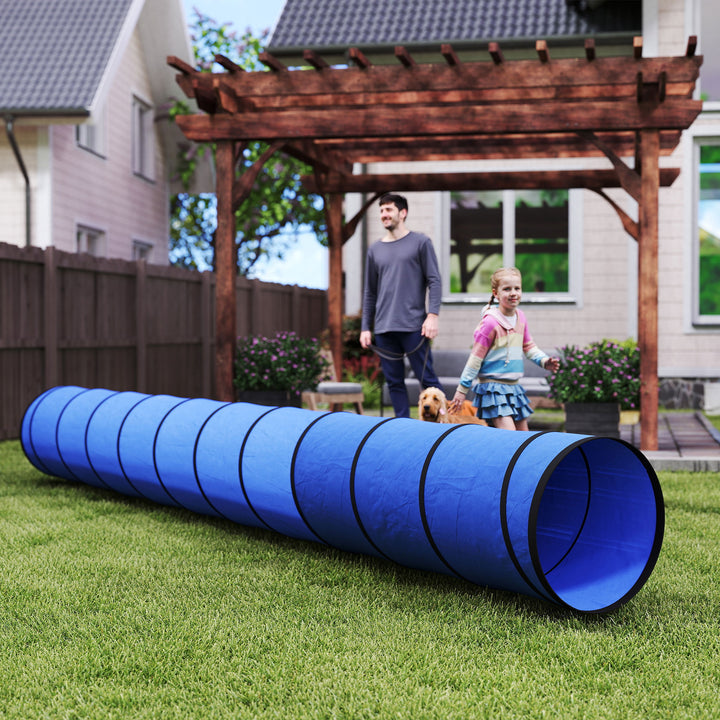 Dog Tunnel, 500 x 60 cm, Foldable Play Tunnel with 6 Pegs and Bag, Tea