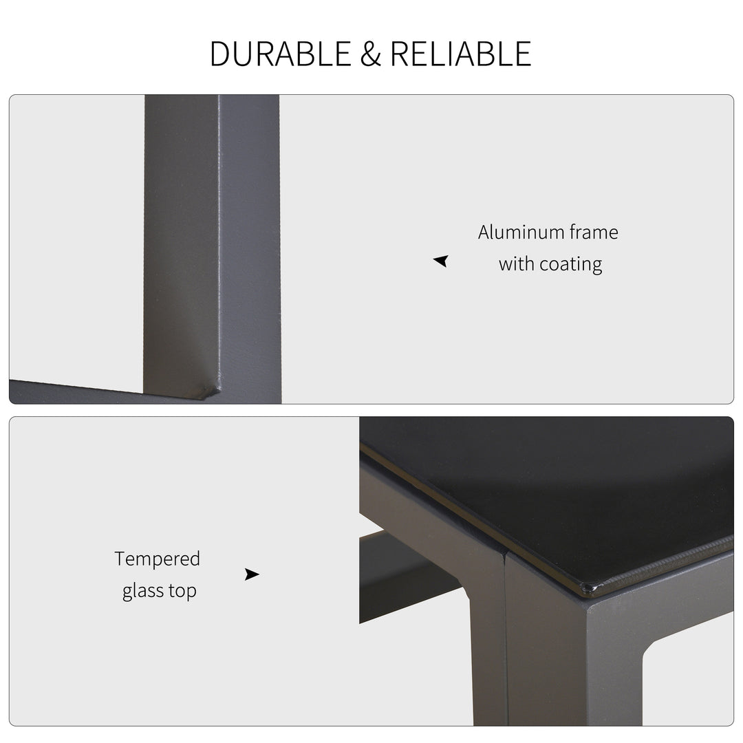 5 Pieces Outdoor Patio Furniture Set, Sofa Couch with Glass Coffee Table, Cushioned Chairs and Aluminum Tube, for Balcony Garden Backyard, Grey