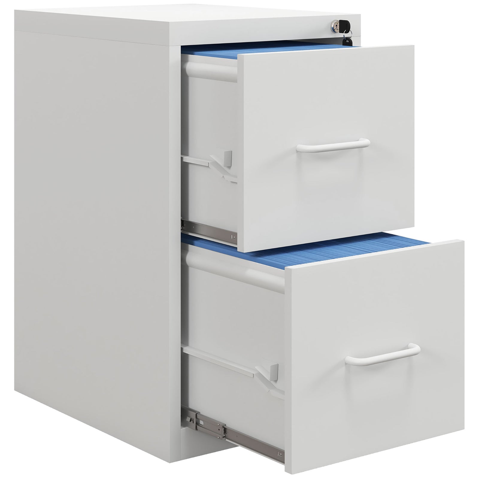 Two-Drawer Modern Steel Filing Cabinet - Cream
