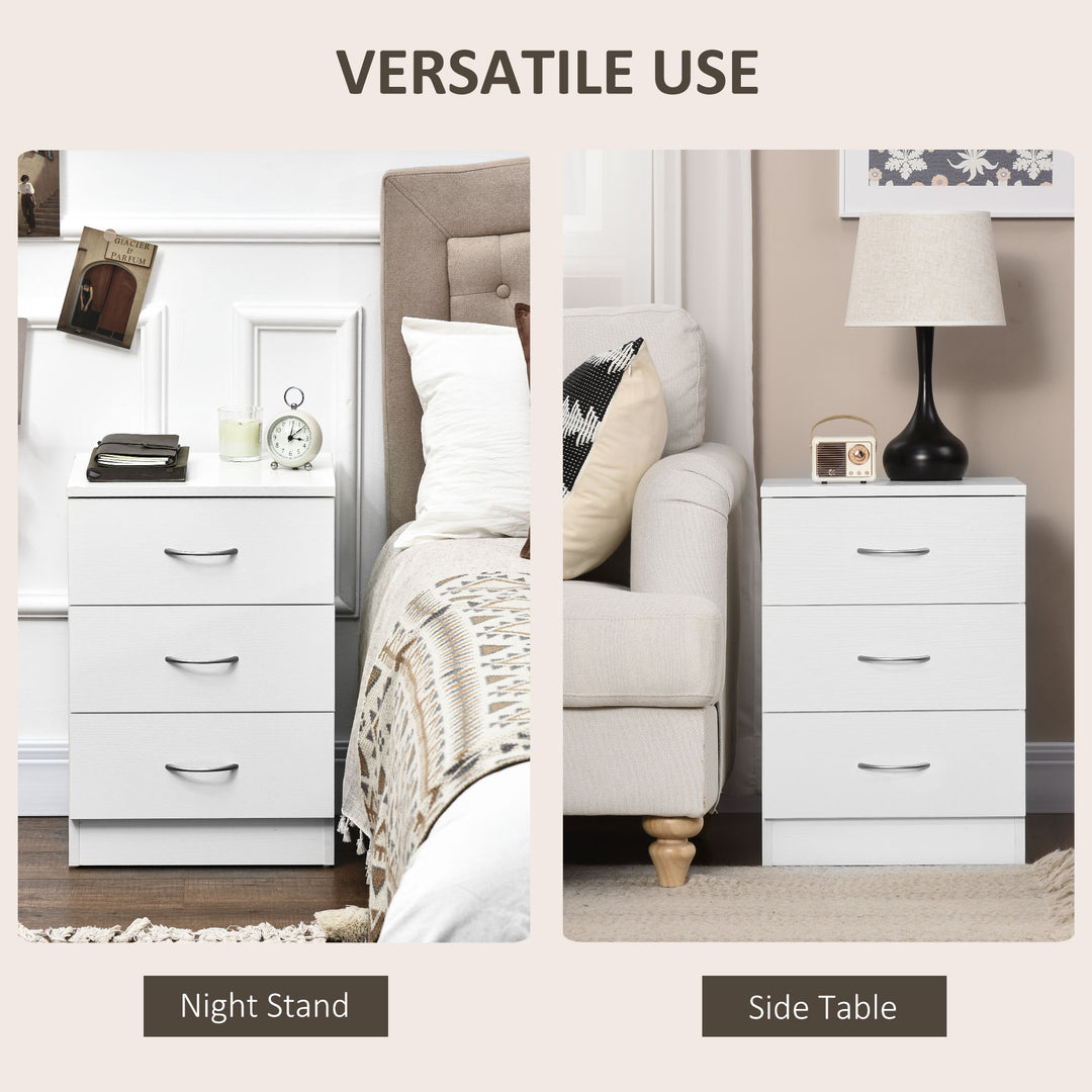 Three-Drawer Simple Bedside Table - White