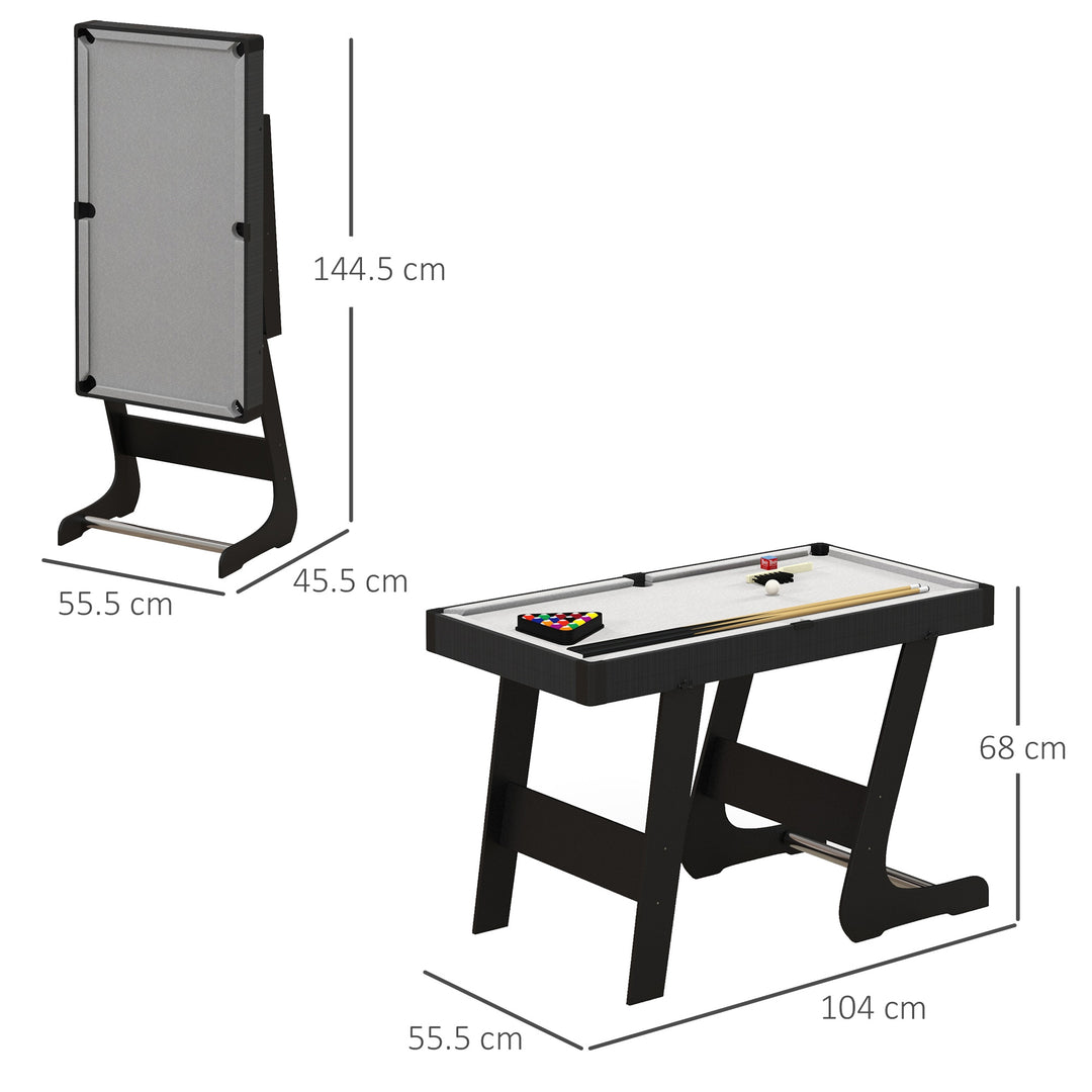 SPORTNOW 3.5ft Folding Pool Table, Snooker Table with 2 Cues, 16 Balls, Chalk, Triangle, Brush, Grey | Aosom UK