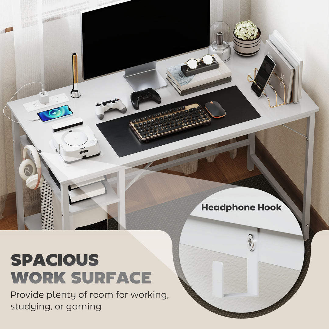 Computer Desk, with Power Sockets - White