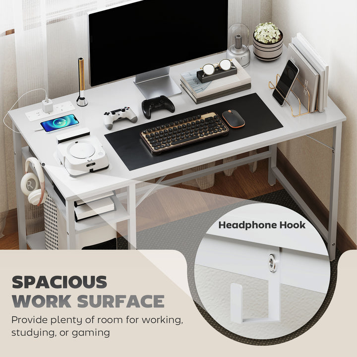 Computer Desk, with Power Sockets - White