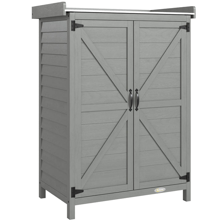 Wooden Garden Shed, Garden Tool Storage Shed with Shelf and Side Hooks