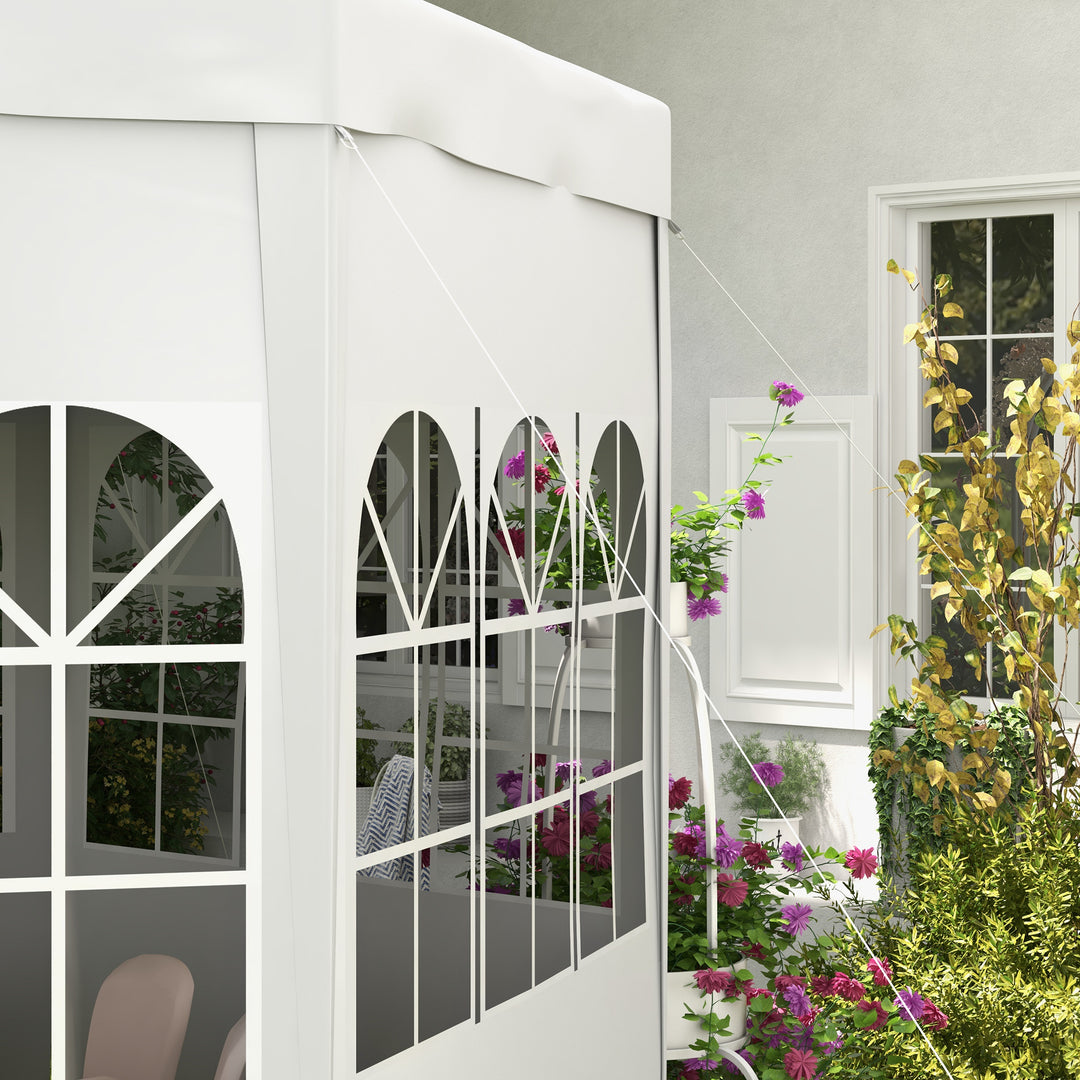 4 m Party Tent Wedding Gazebo Outdoor Waterproof PE Canopy Shade with 6 Removable Side Walls