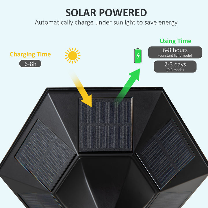 1.9M Garden Lamp Post Light, IP44 Outdoor LED Solar Powered Lantern Lamp with Decorative Bulb, Aluminium Frame for Patio, Pathway and Walkway, Black