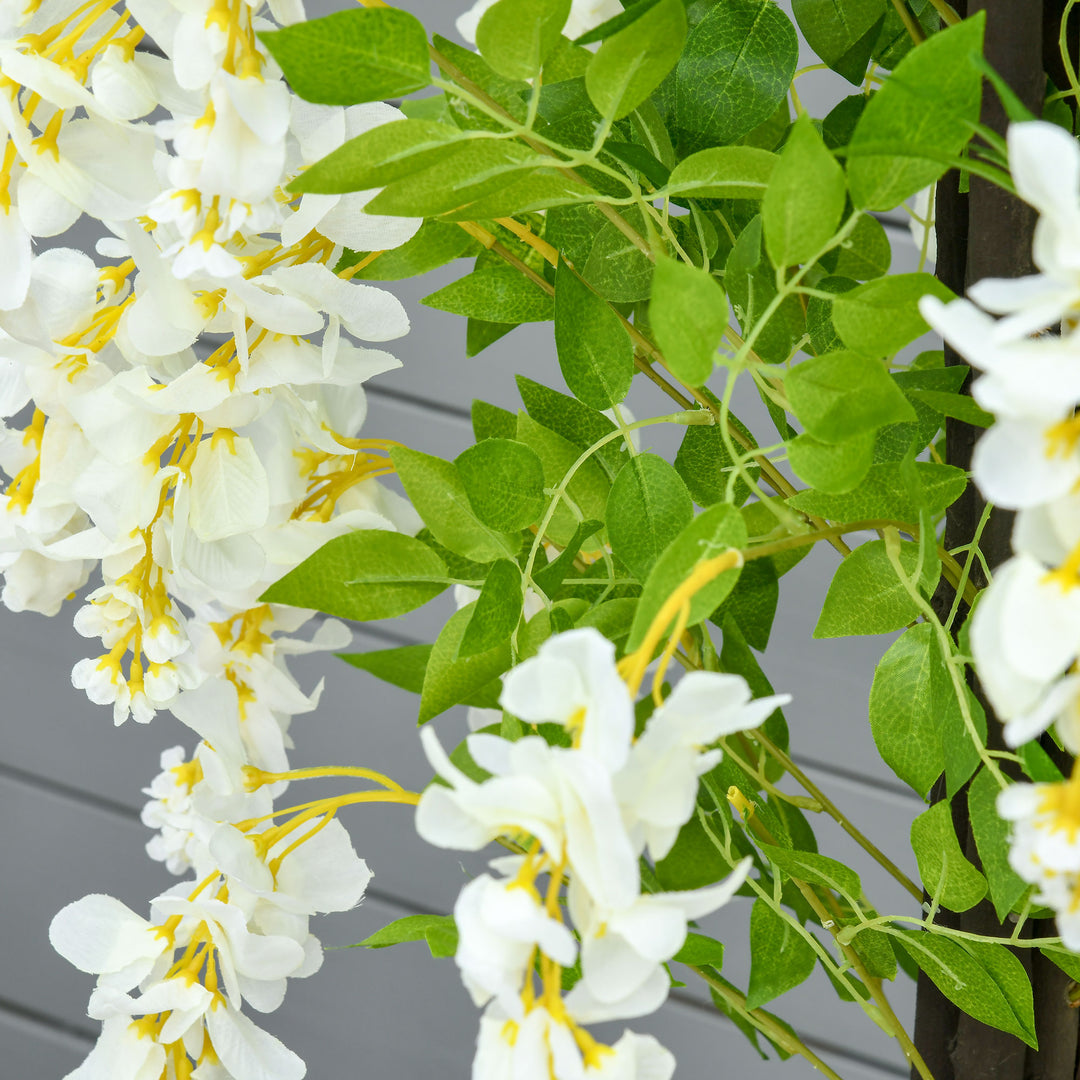 MCL Artificial Realistic White Wisteria Tree Faux Decorative Plant in Nursery Pot for Indoor Décor, 160cm