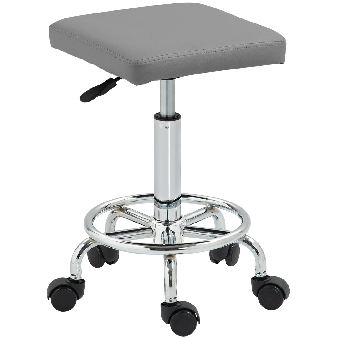 Faux Leather Padded Salon Stool - Grey