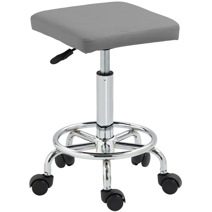 Faux Leather Padded Salon Stool - Grey