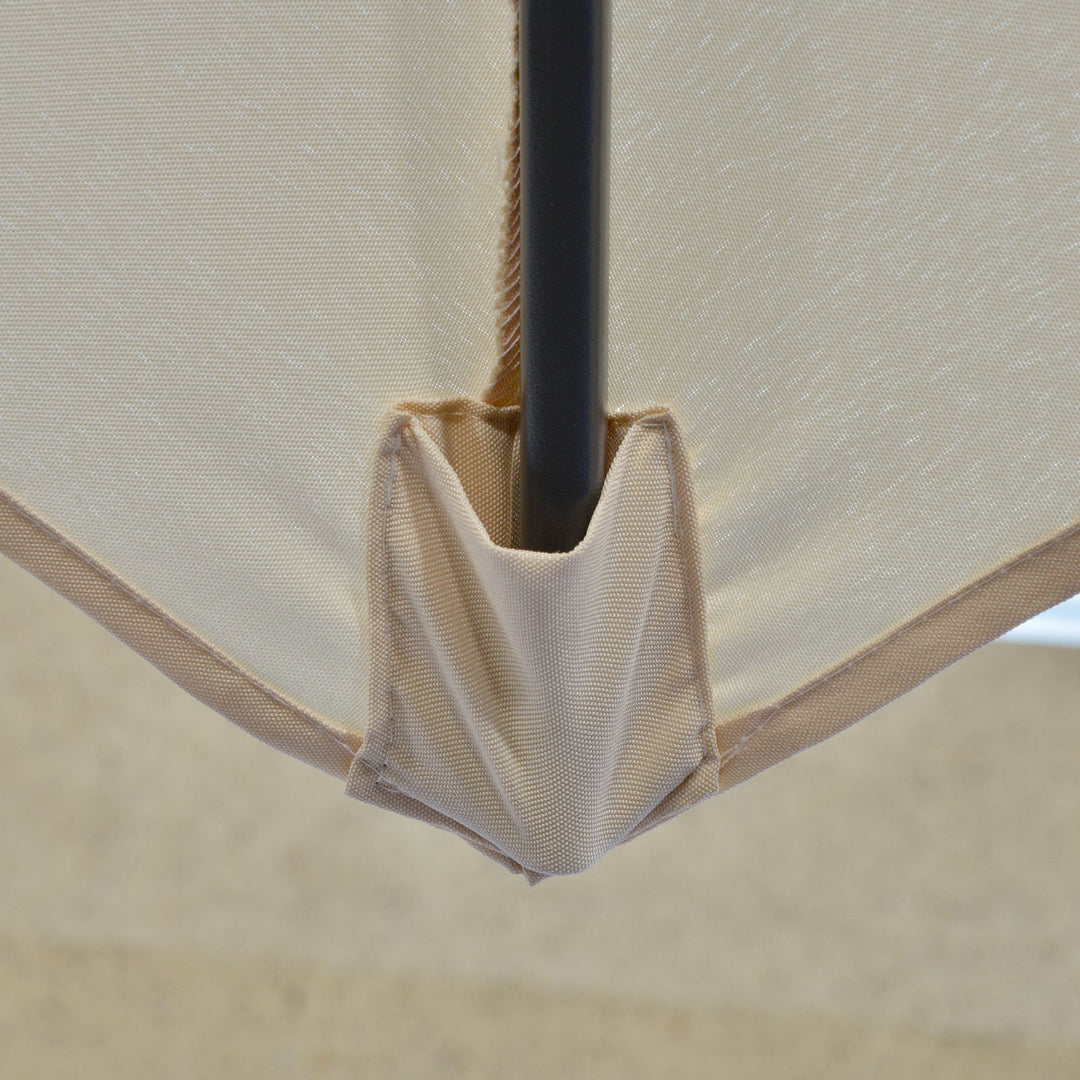 3m Cantilever Parasol with Easy Lever, Patio Umbrella with Crank Handle, Cross Base and 6 Metal Ribs, Outdoor Sun Shades for Garden, White