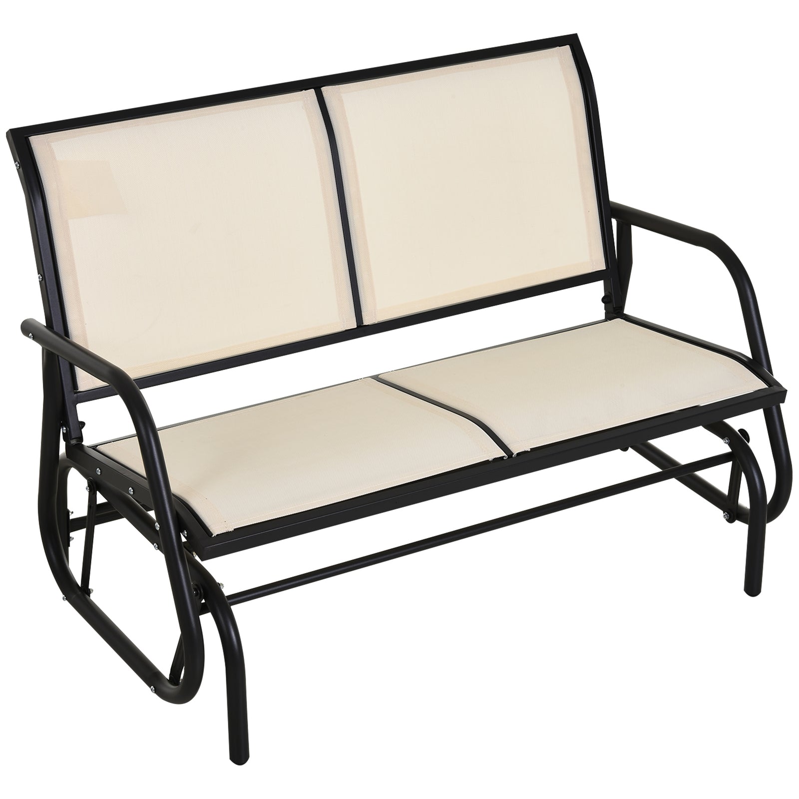 2-Person Outdoor Glider Bench Patio Double Swing Gliding Chair Loveseat w/Power Coated Steel Frame for Garden Patio Porch, Cream