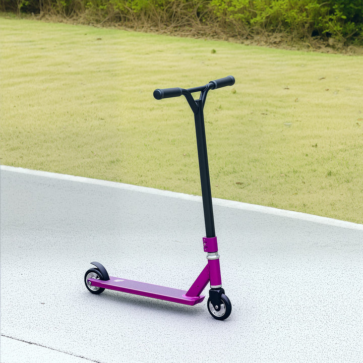 Stunt Scooter, 360° Entry Level Tricks Scooter w/ Lightweight Aluminium Deck and ABEC 7 Bearing, For Age 14+ Beginners, Purple