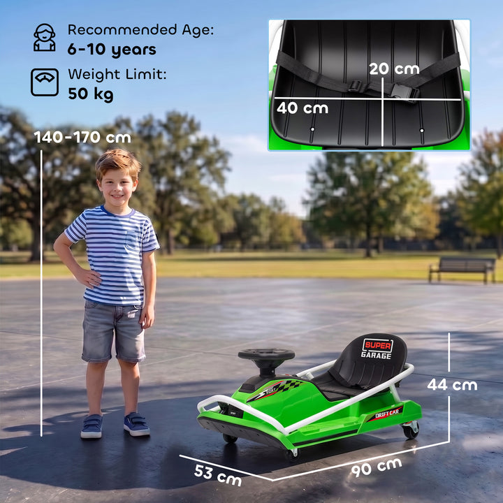 24V Electric Go Kart for Kids with Drift Mode, 300W Brushless Motor, S