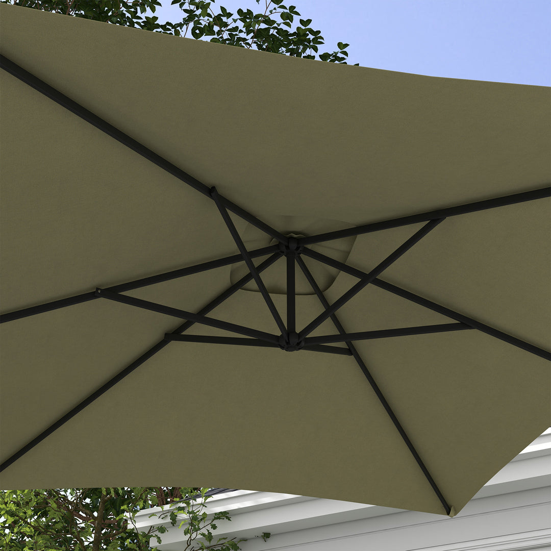 3m Square Canopy Cantilever Parasol, with Cross Base - Beige