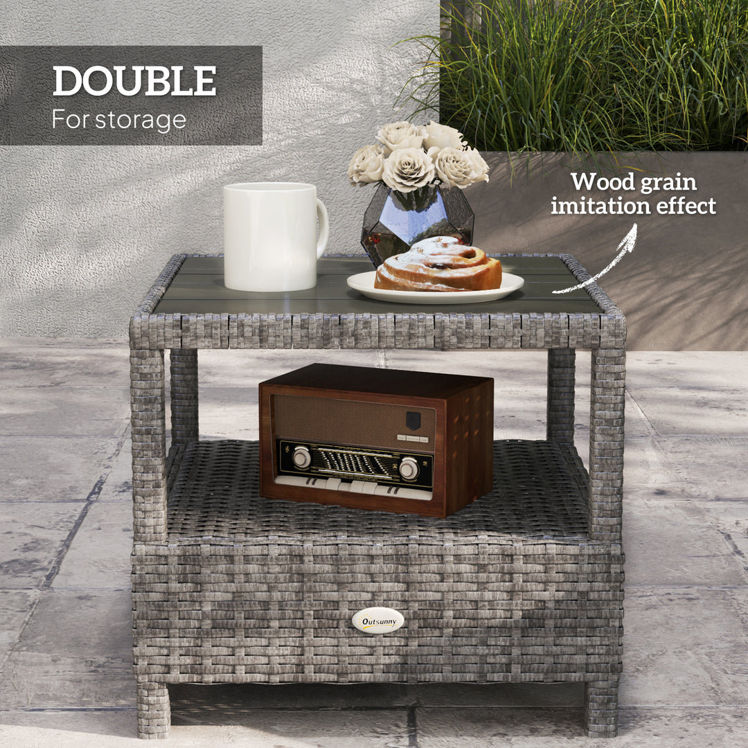 2 Seater Patio Rattan Wicker Chaise Lounge Sofa Set w/ Cushion for Patio Garden Porch, Grey