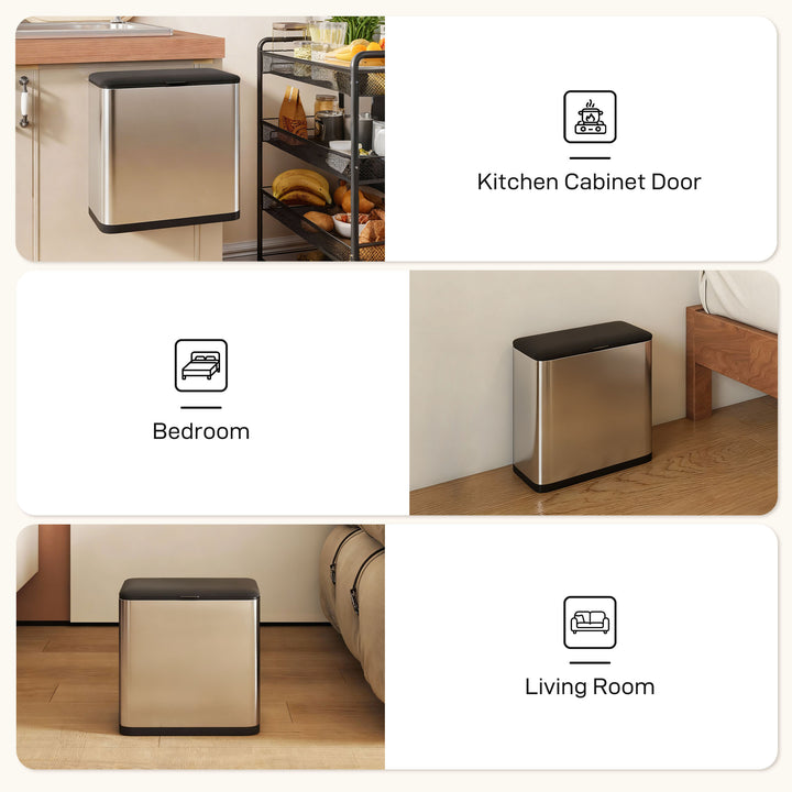 8L Hanging Kitchen Bin, Rubbish bin with Lid and Removable Inner Bucke