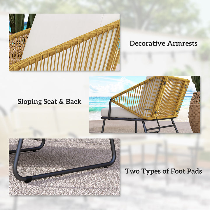 Four-Piece Rattan Strong Panel Outdoor Sofa Set - Natural