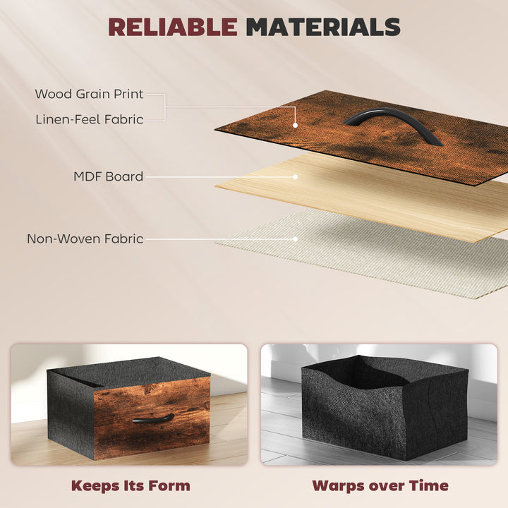 Chest of Four Fabric Drawers - Rustic Brown