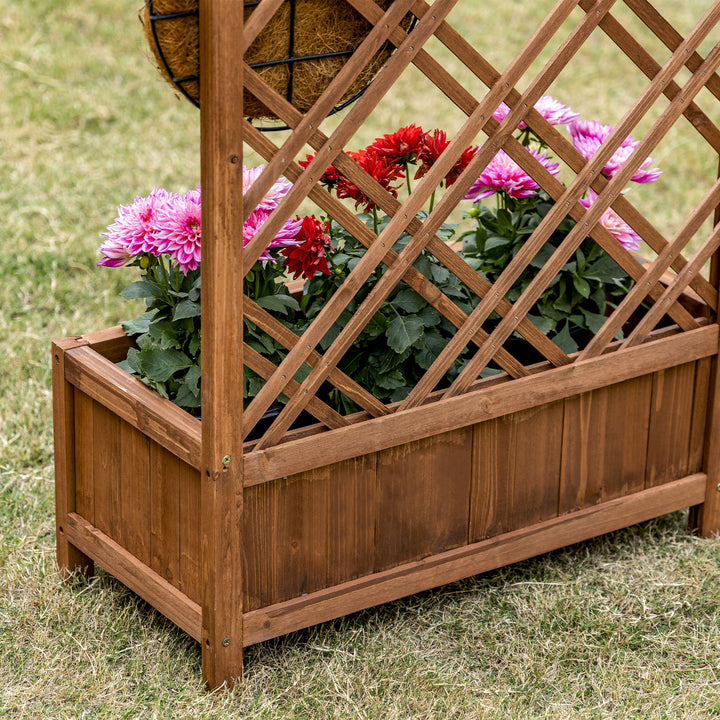Garden Planter with Trellis, Wooden Raised Bed for Garden with Lattice Trellis for Vegetables, Herbs and Flowers